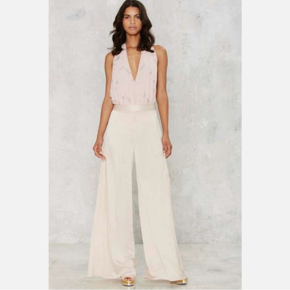 Nasty Gal Natural Jagger Palazzo Wide Leg Pants
